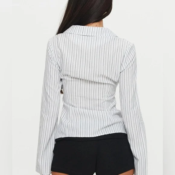 NWOT Princess Polly Myers Stripe Top White US 4 - Picture 2 of 5